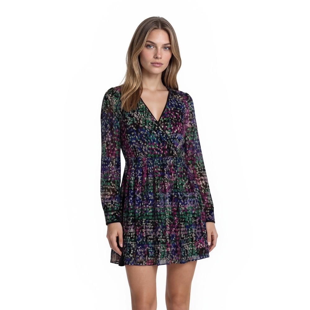 Kate Spade Mini Dress Women's Size 6 Multicolor Silk Metallic Dot Tassel